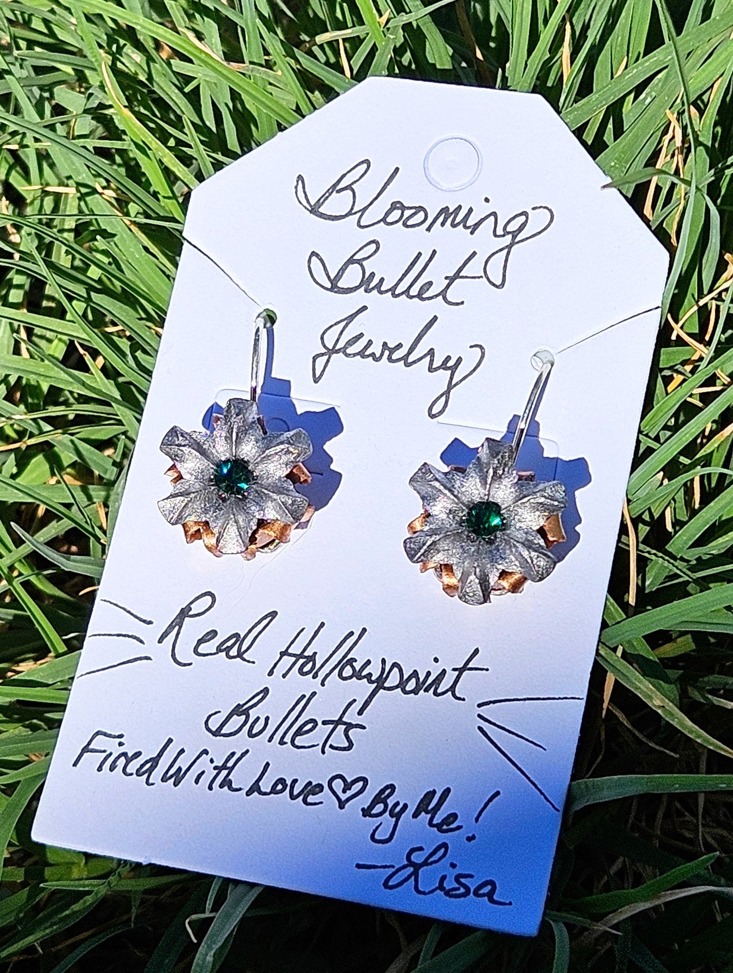 Blooming Bullet Earrings - Emerald Green