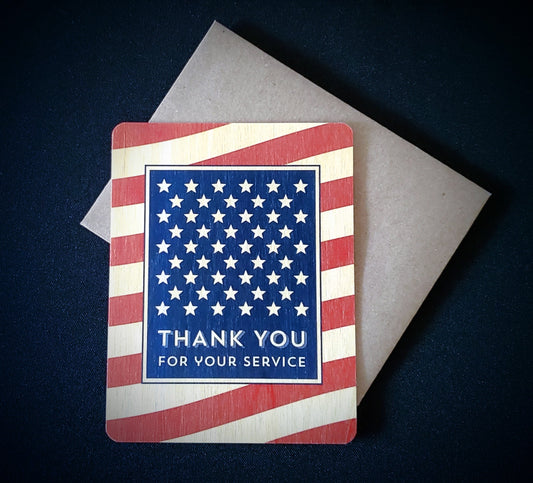 Thank You for Your Service Wooden Greeting Card