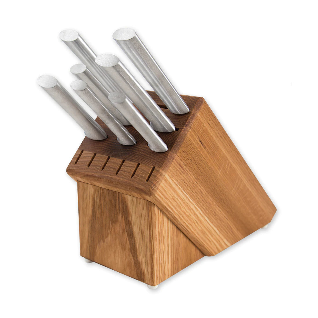 Essential Oak Block Knife Set PLUS Free Sharpener